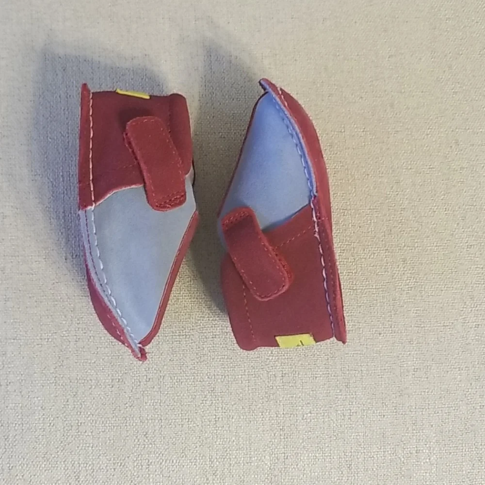 Pipit Striped Toddler Shoes in Sky/Red